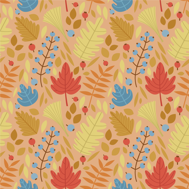 Vinyl teppich blumen im niedlichen herbstlaub design - TenStickers