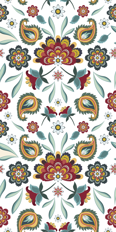 Vinyl teppich blumen im ethnischen blumendesign - TenStickers