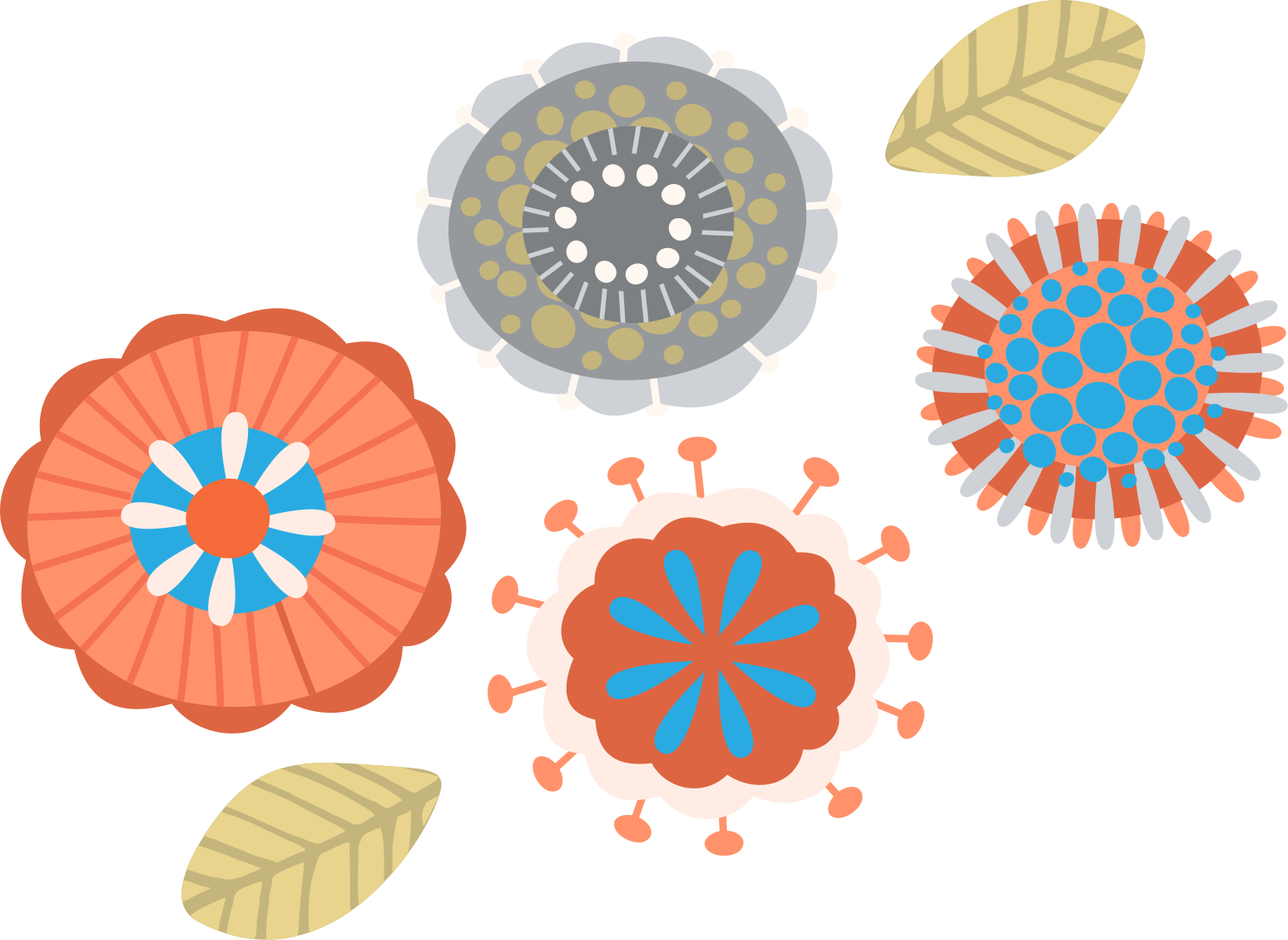 Vinyl teppich blumen in bunten blütenformen - TenStickers