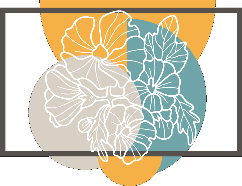 Vinyl teppich blumen im niedlichen minimalistischen rechteck - TenStickers