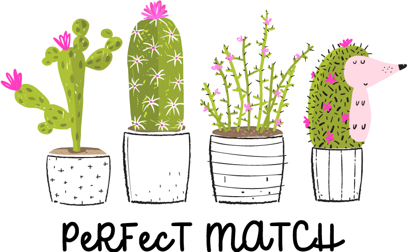 Vinyl teppich blumen perfekte kombination mit kakteen - TenStickers