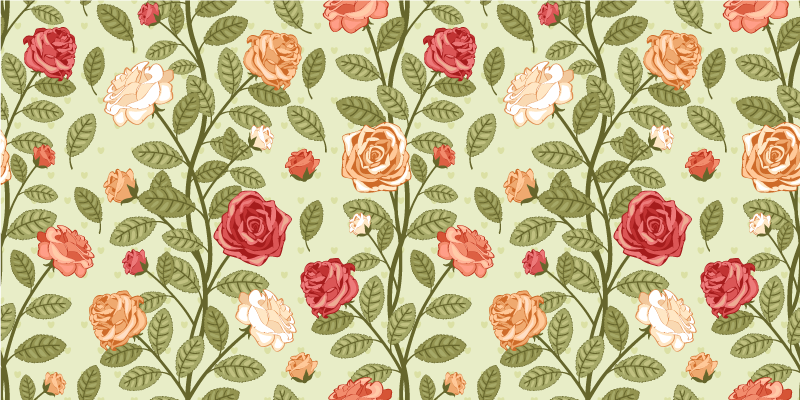 Vinyl teppich blumen set mit vintage rosen - TenStickers