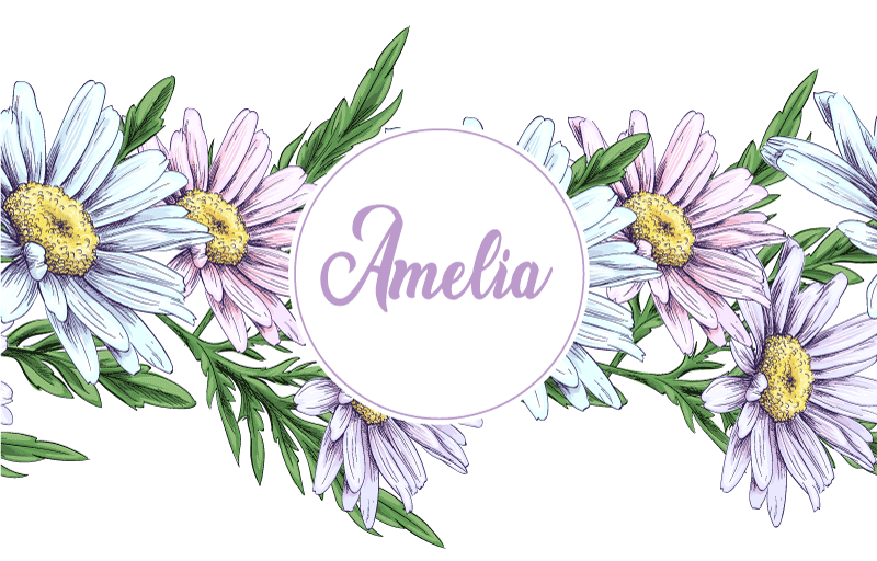 Vinyl teppich blumen mit gänseblümchen design und namen - TenStickers