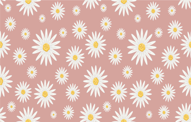 Vinyl teppich blumen mit niedlichem rosa gänseblümchenmuster - TenStickers
