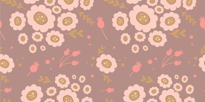 Vinyl teppich blumen im pastellfarbenen folk-art-muster - TenStickers