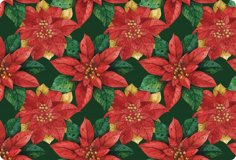 Vinyl teppich blumen schönes weihnachtsmuster rot grün - TenStickers
