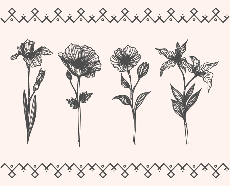 Vinyl teppich blumen im realistischen vintage-stil - TenStickers