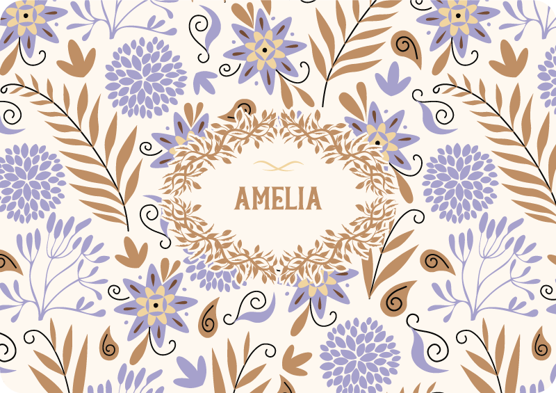 Vinyl teppich blumen mit handgemaltem vintage-muster - TenStickers