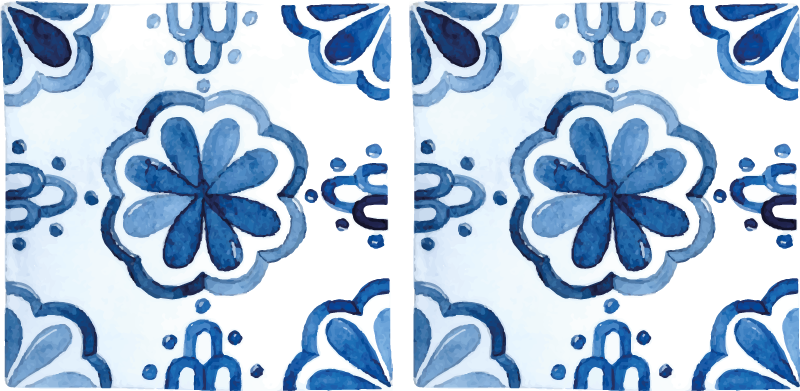 Vinyl teppich esszimmer mit floralen zementfliesenmuster - TenStickers