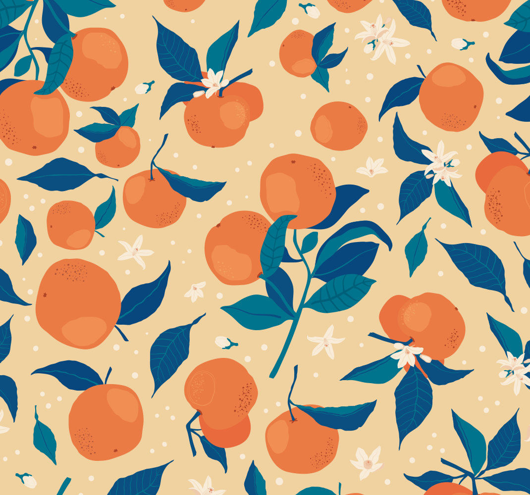 Vinyl teppich küche mit orangefarbenem obstmuster - TenStickers