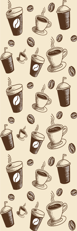 Vinyl teppich küche mit großem muster kaffeetassen - TenStickers