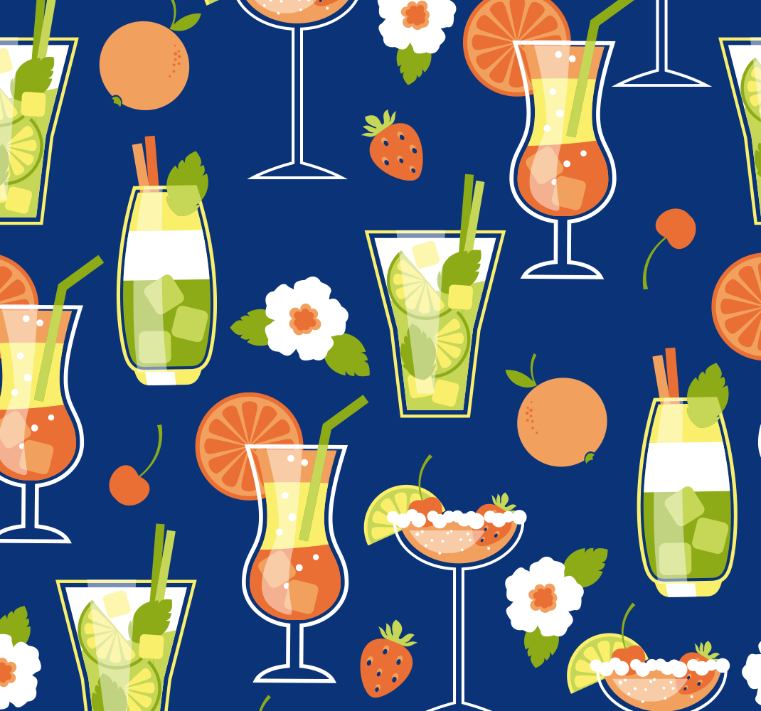 Vinyl teppich küche mit vintage cocktails design - TenStickers