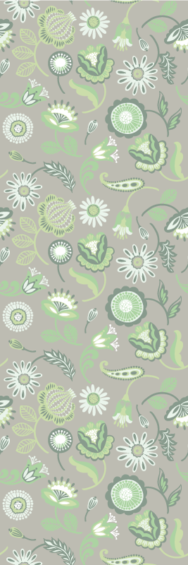 Vinyl teppich küche zartes grünes blumenmuster - TenStickers
