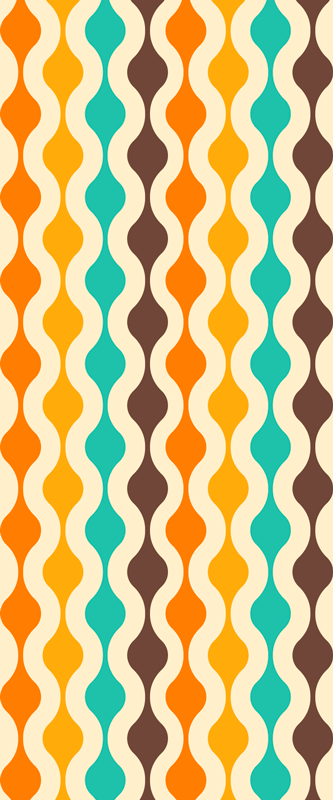 Vinyl teppich küche geometrisch retro 70er jahre - TenStickers