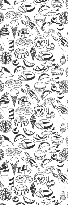 Vinyl teppich küche mit essens-muster - TenStickers