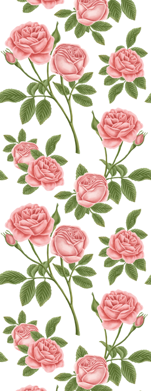 Vinyl teppich küche mit rosenblütenmuster - TenStickers