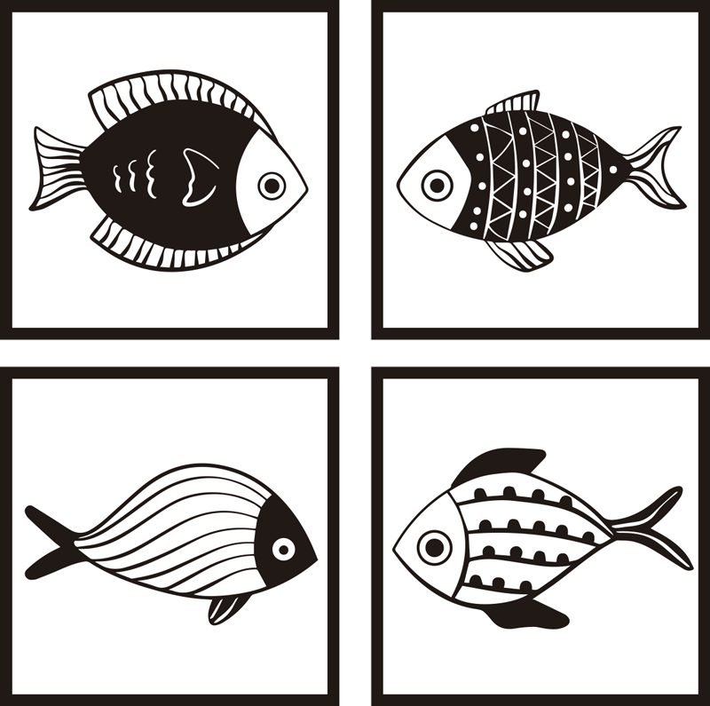 Vinyl teppich bad mit schönem fischmuster - TenStickers