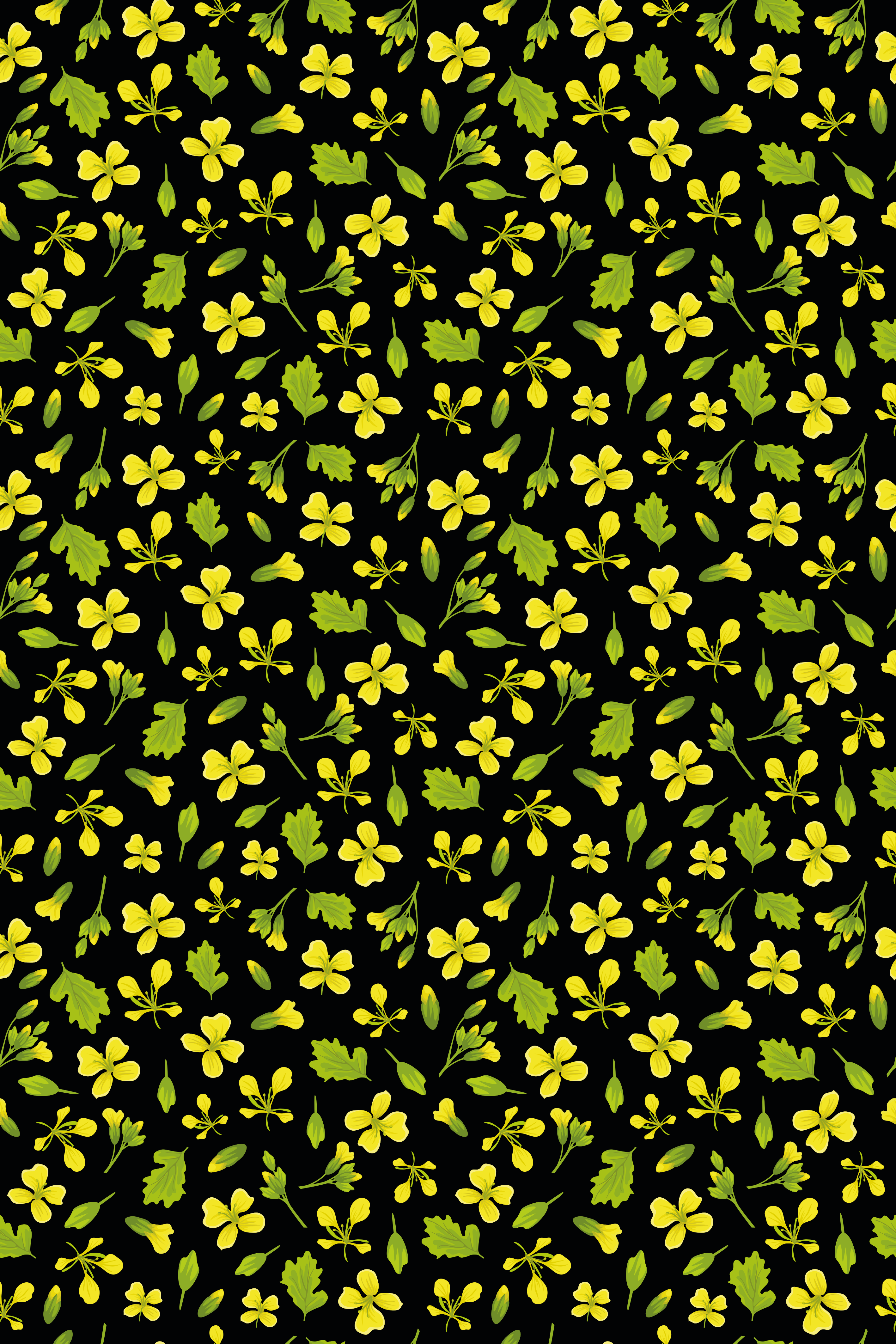 Vinyl teppich blumen schwarzer hintergrund mit gelb - TenStickers