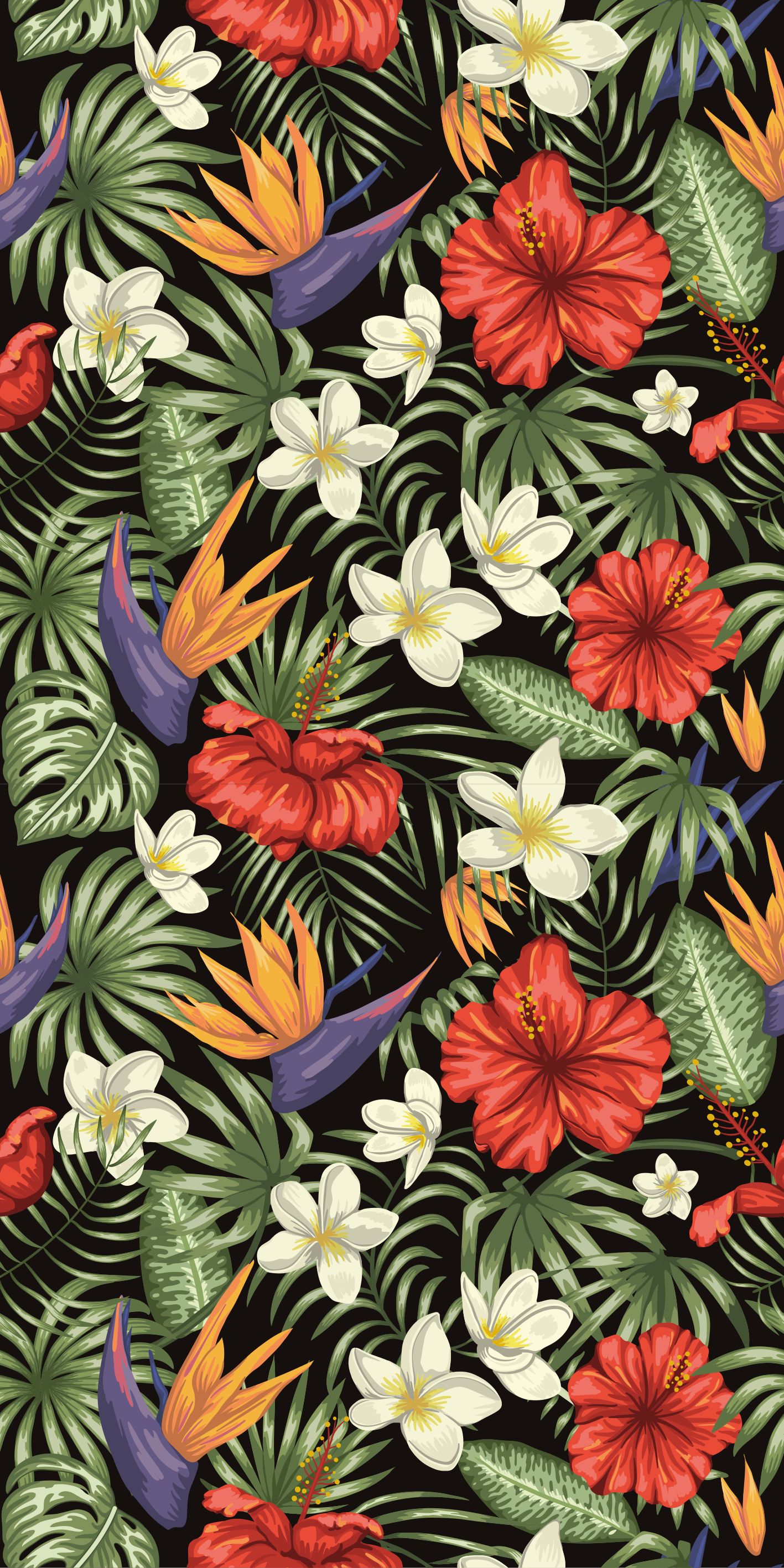 Vinyl teppich blumen mit tropischem pflanzenmuster - TenStickers