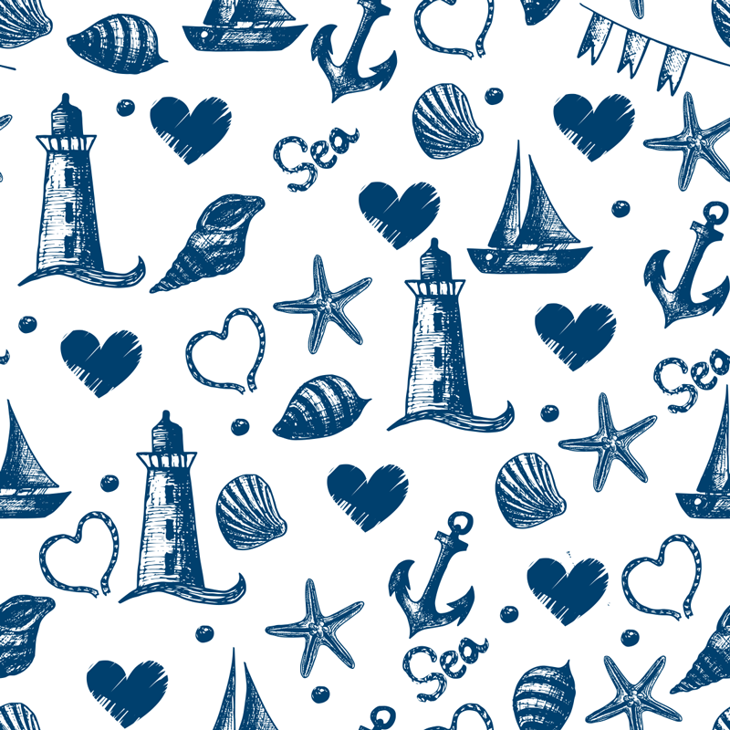 Vinyl teppich blumen maritimes muster - TenStickers
