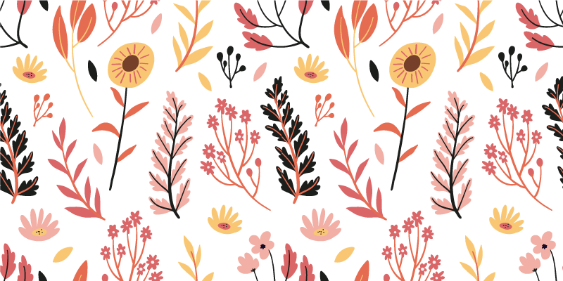 Vinyl teppich blumen mit floralem dekor - TenStickers