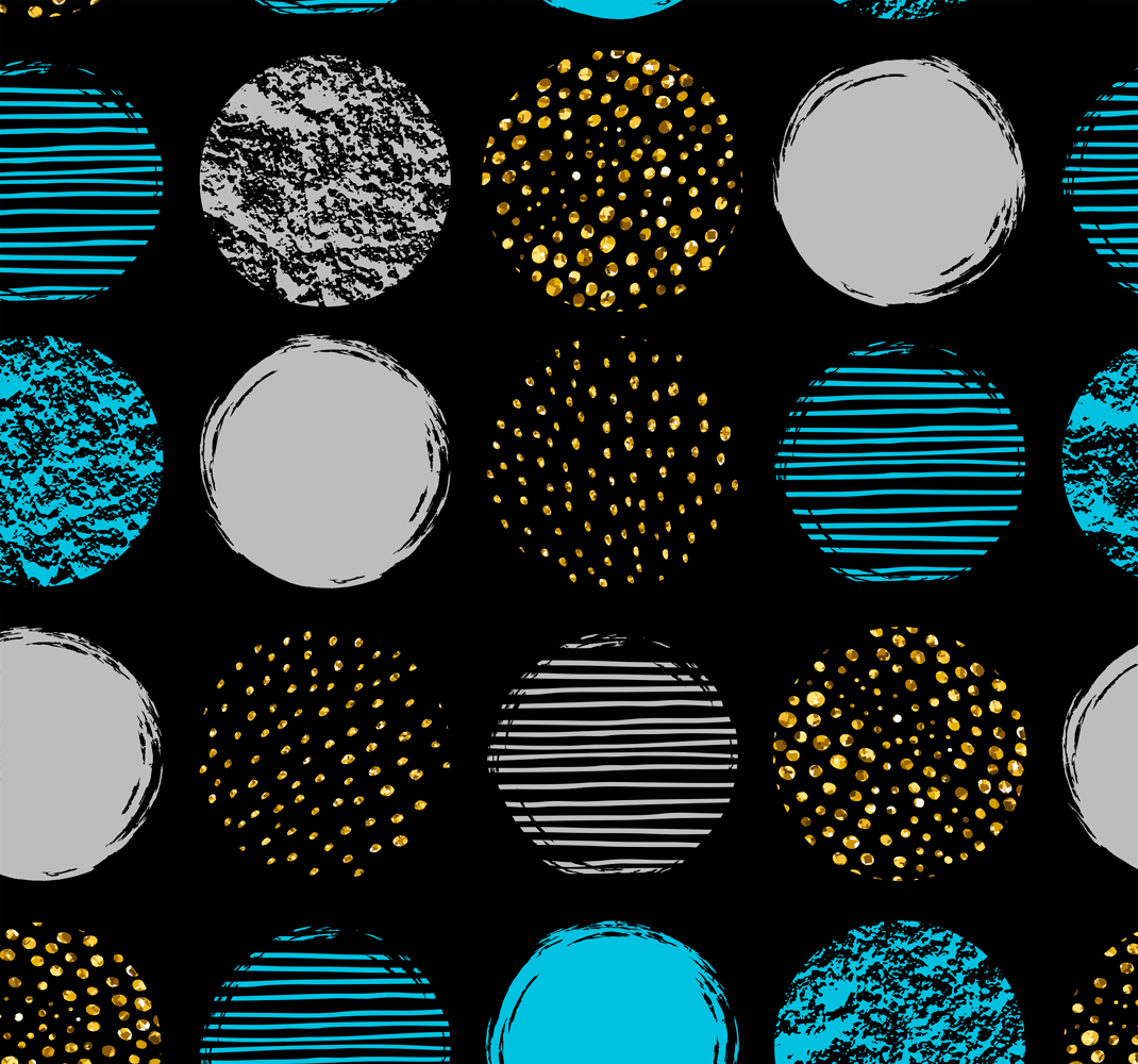 Vinyl teppich geometrisch punkte muster auf schwarz - TenStickers