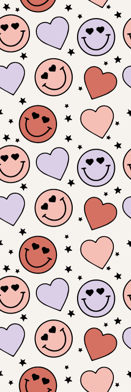 Vinyl teppich schlafzimmer mit herzen und smileys - TenStickers