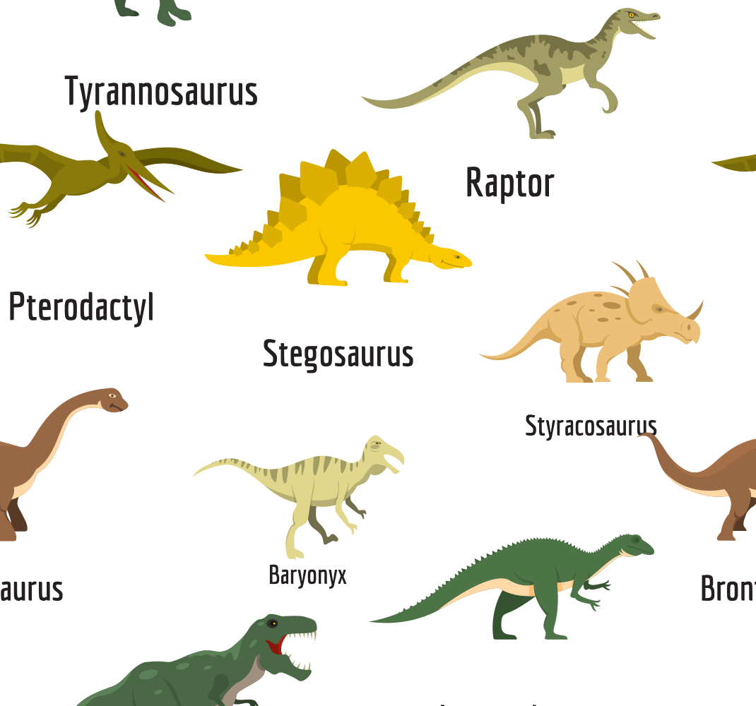 Vinyl teppich schlafzimmer mit realistischen dinosauriern - TenStickers