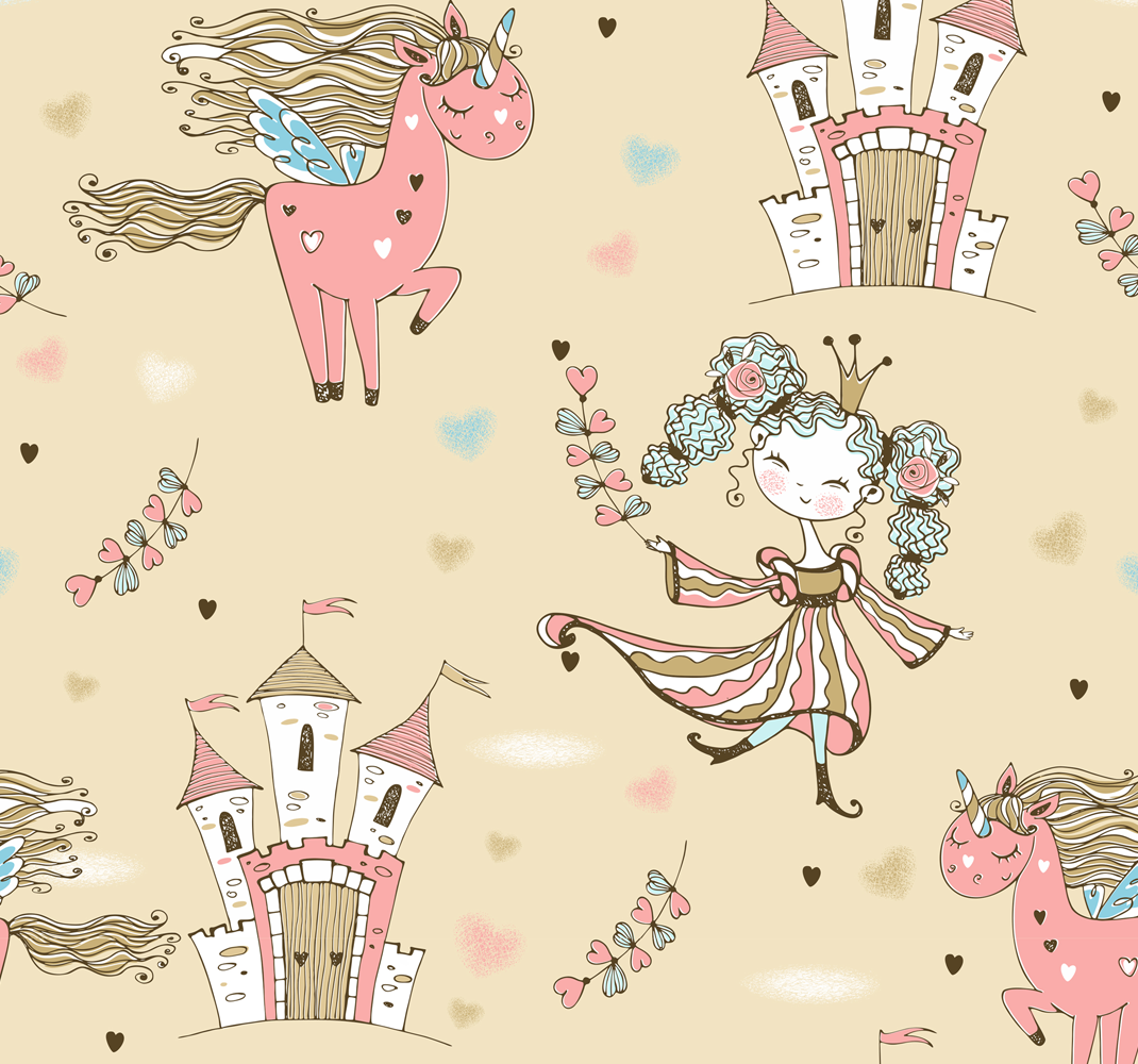 Vinyl teppich schlafzimmer einhorn schloss und prinzessin - TenStickers