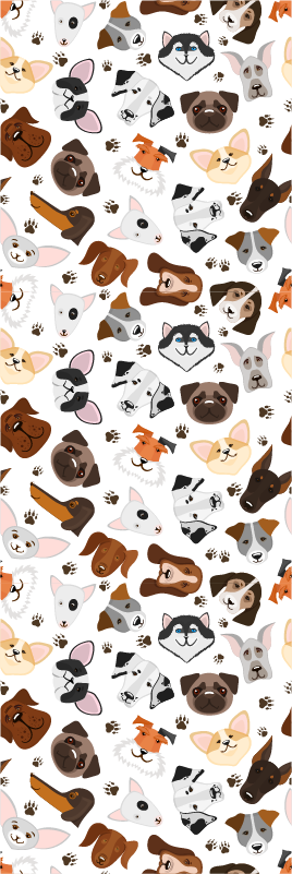 Vinyl teppich schlafzimmer mit hundekopf-motiven - TenStickers