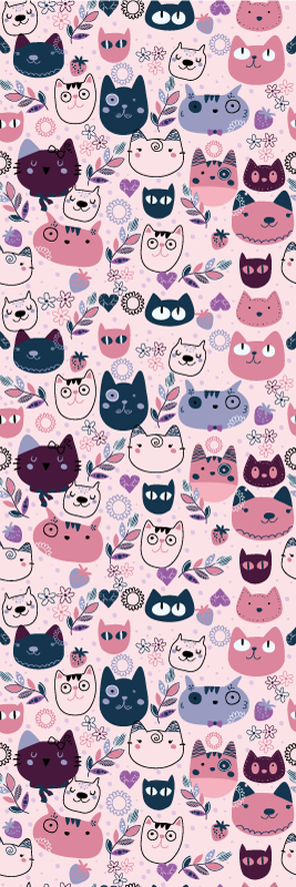 Vinyl teppich schlafzimmer mit pinken katzenmuster - TenStickers
