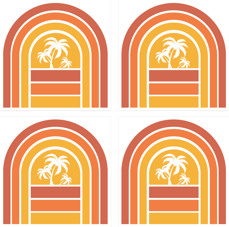 Vinyl teppich natur retro sonnenuntergang und palmen - TenStickers