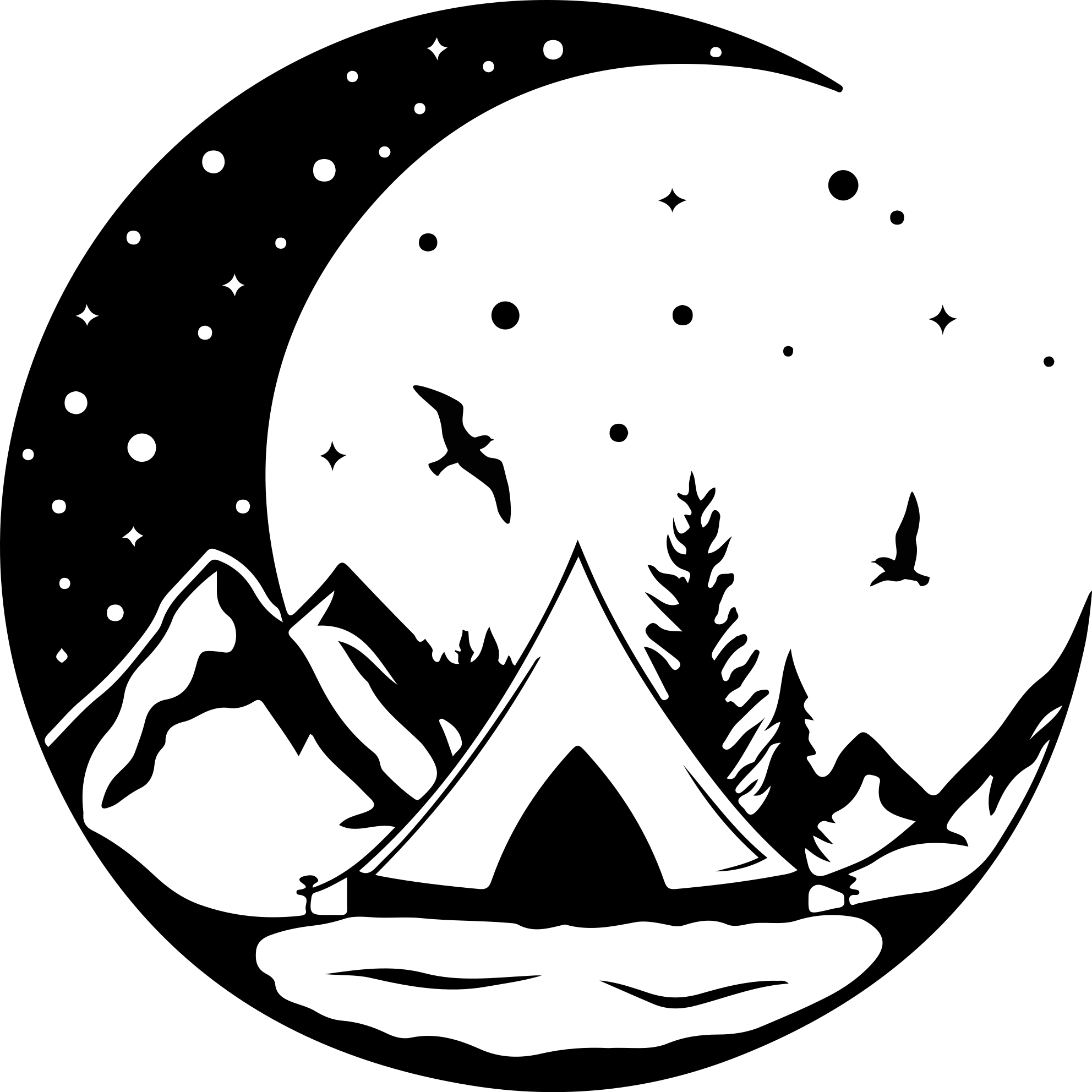 Vinyl teppich natur berge und mond nacht - TenStickers