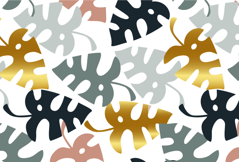 Vinyl teppich natur mit goldenen und bunten blättern - TenStickers