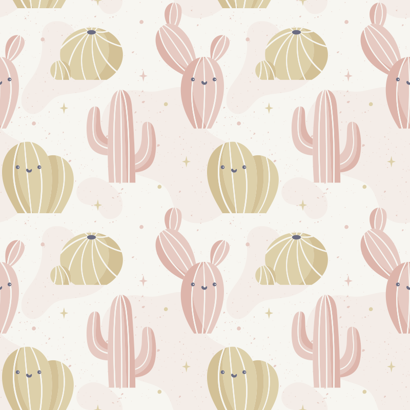 Vinyl teppich natur mit niedlichem kaktusmuster - TenStickers