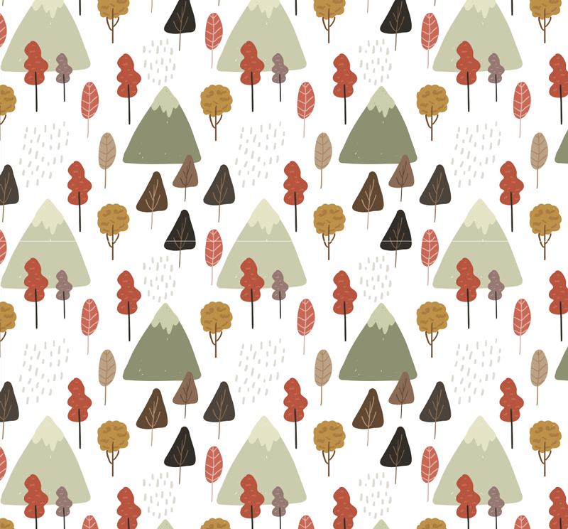 Vinyl teppich natur mit verspielten baummustern - TenStickers
