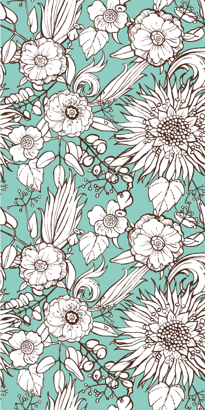 Vinyl teppich natur mit floralem muster - TenStickers