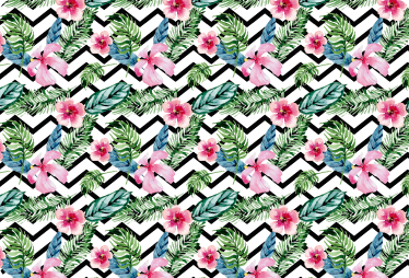 Vinyl teppich blumen mit zickzack tropenmuster - TenStickers