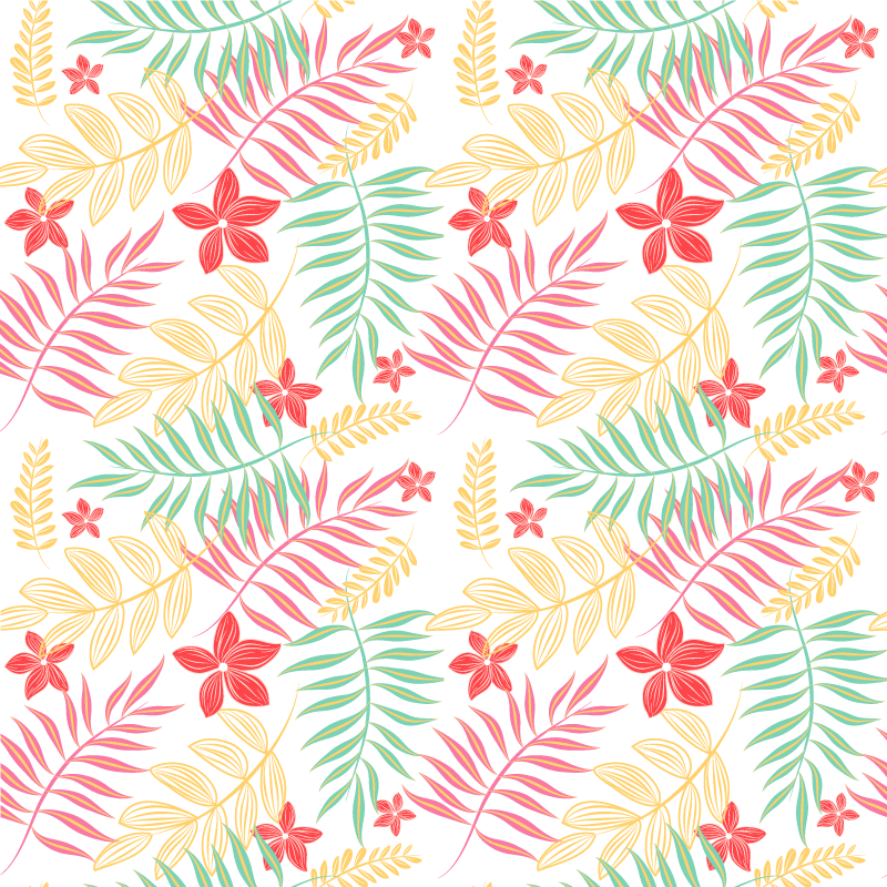 Vinyl teppich blumen im neonblätterdesign - TenStickers