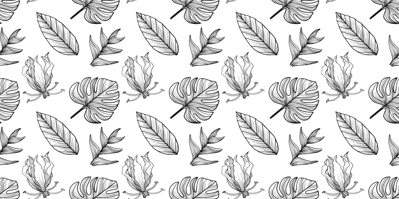 Vinyl teppich blumen einfarbige tropische blätter - TenStickers