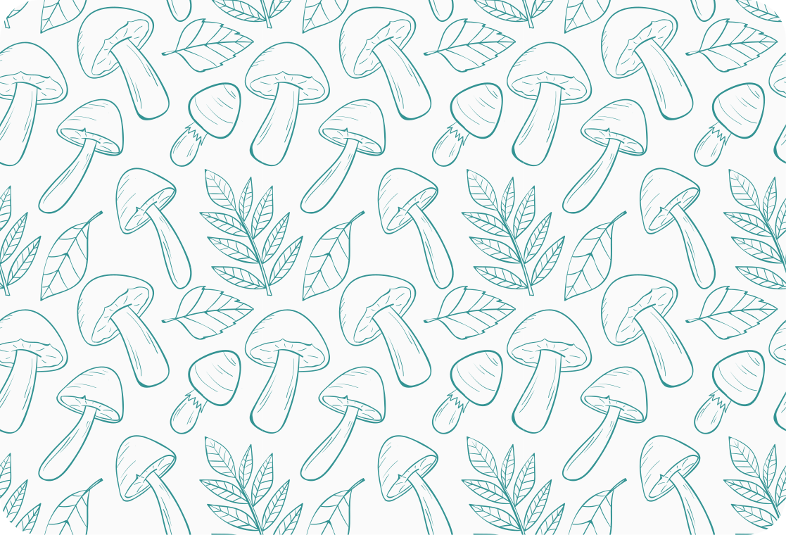 Vinyl teppich blumen mit weißen und hellblauen pilzen - TenStickers