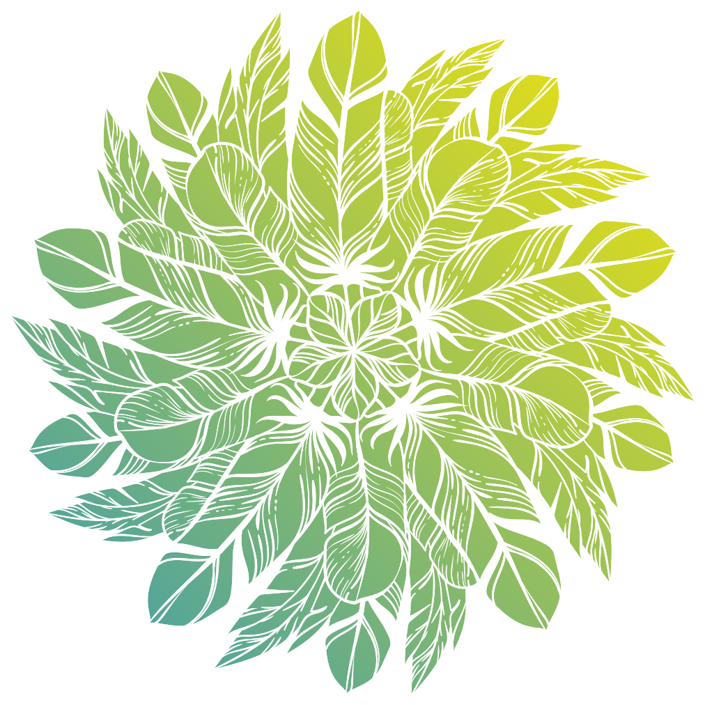 Vinyl teppich blumen mit blattmuster rund - TenStickers