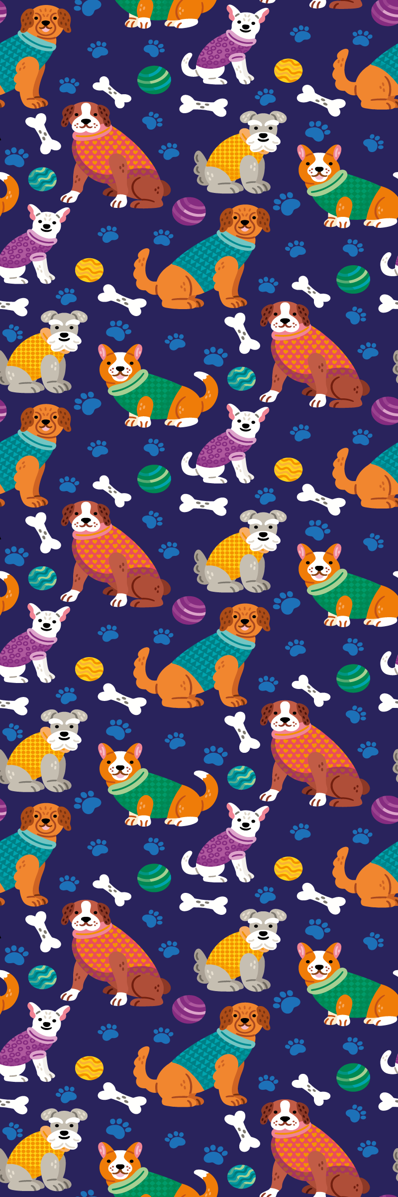 Vinyl teppich schlafzimmer mit buntem hunde-muster - TenStickers