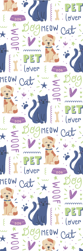 Vinyl teppich schlafzimmer bunte doodle mit hunden - TenStickers