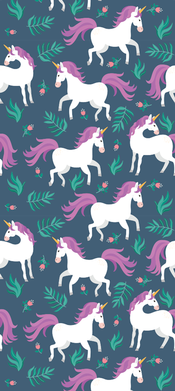 Vinyl teppich schlafzimmer mit flachem einhorn blau muster - TenStickers