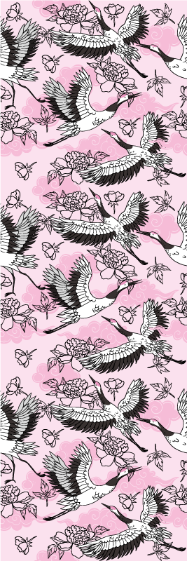 Vinyl teppich schlafzimmer moderne pinke vögel - TenStickers