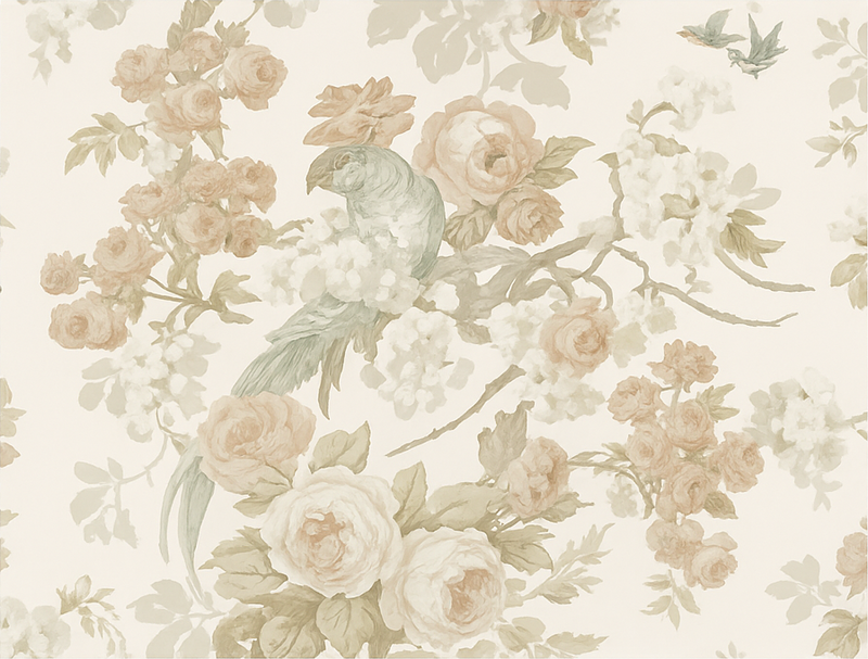 Vinyl teppich schlafzimmer im vintage floral design - TenStickers