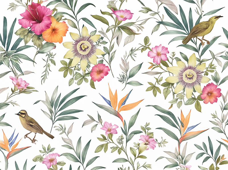 Vinyl teppich schlafzimmer blaues blumenmuster - TenStickers