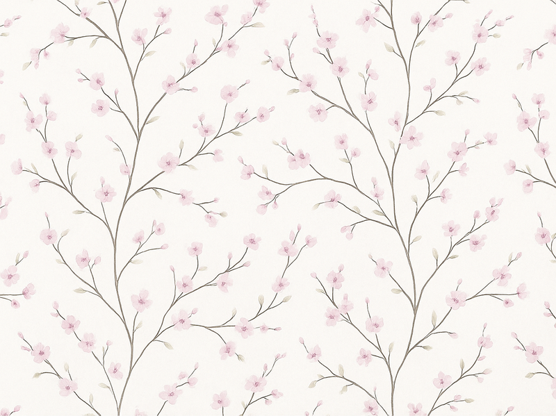 Vinyl teppich schlafzimmer grauer baum mit rosa blumen - TenStickers
