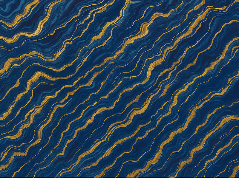 Vinyl teppich schlafzimmer in blau und gold marmoroptik - TenStickers
